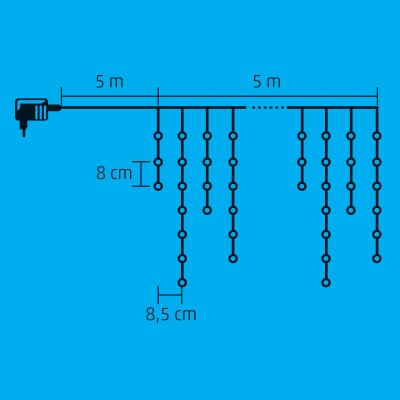 LED-es jégcsap fényfüggöny, sziporkázó, 5m, IP44, 230V - KAF 300L 5M